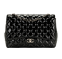 Maxi Classic Patent Double Flap, &pound;3,800, Handbags, Black, Patent Leather, Front view